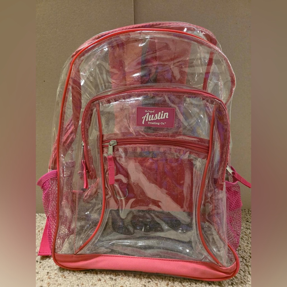 Clear Pink with silver sparkles Austin Trading Company Backpack
